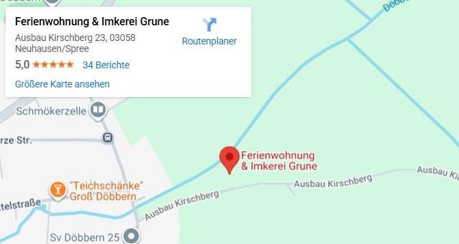 Kartenausschnitt Imkere Grune, Ausau Kirschberg 23, 03058 Neuhausen/Spree